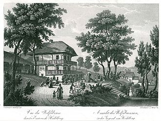 Der Wolfsbrunnen in 1830, from Wikimedia